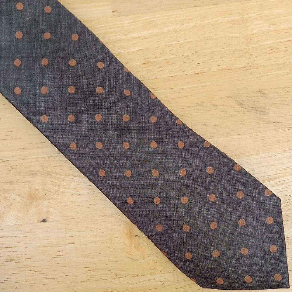 DOLCEPUNTA Elegant Brown Polka Dot Men's SEVEN FOLD *PRINT* Tie